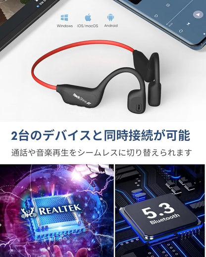 【2025年・新登場】 ROCKSHINE R1 オープンイヤーイヤホン 耳を塞がない 骨伝導イヤホンの Bluetooth 5.3 耳掛け式 ワイヤレス マイク付き ランニング スポーツイヤホン ながら聴き 自動ペアリング 急速充電 12時間連続再生 マルチポイント接続 